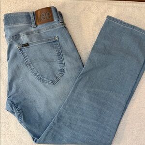 Lee Extreme Motion Straight Taper Jeans Denim Blue Stretch Comfort Waist 36x30